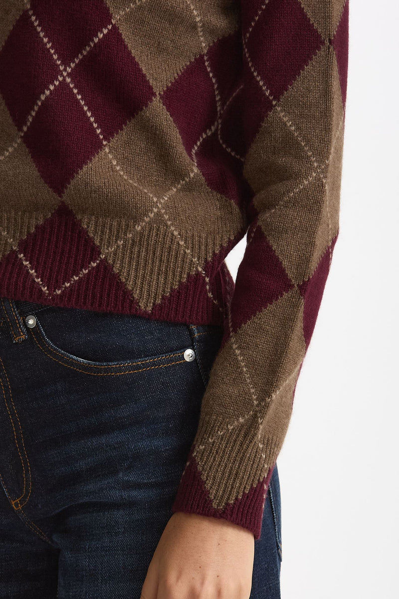 Maglia dolcevita in cashmere a due fili a rombi donna Be you - 8