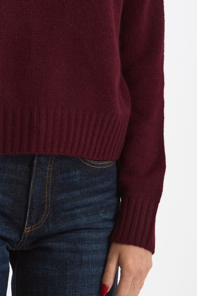 Maglia girocollo regular in cashmere a due fili merlot donna Be you - 4