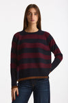 Maglia girocollo rigata in cashmere a due fili donna Be you - 2