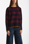 Maglia girocollo rigata in cashmere a due fili donna Be you - 1