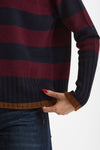 Maglia girocollo rigata in cashmere a due fili donna Be you - 5