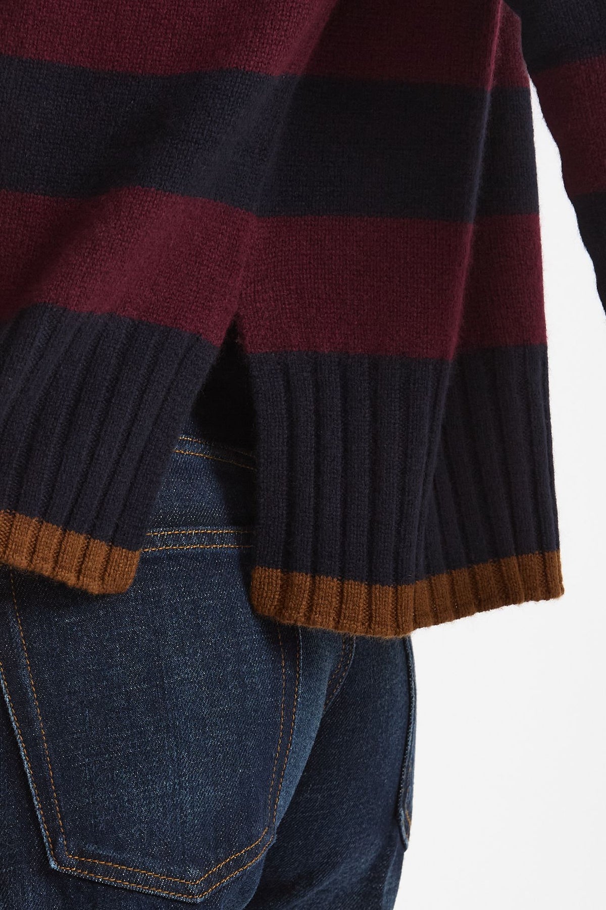 Maglia girocollo rigata in cashmere a due fili donna Be you - 6