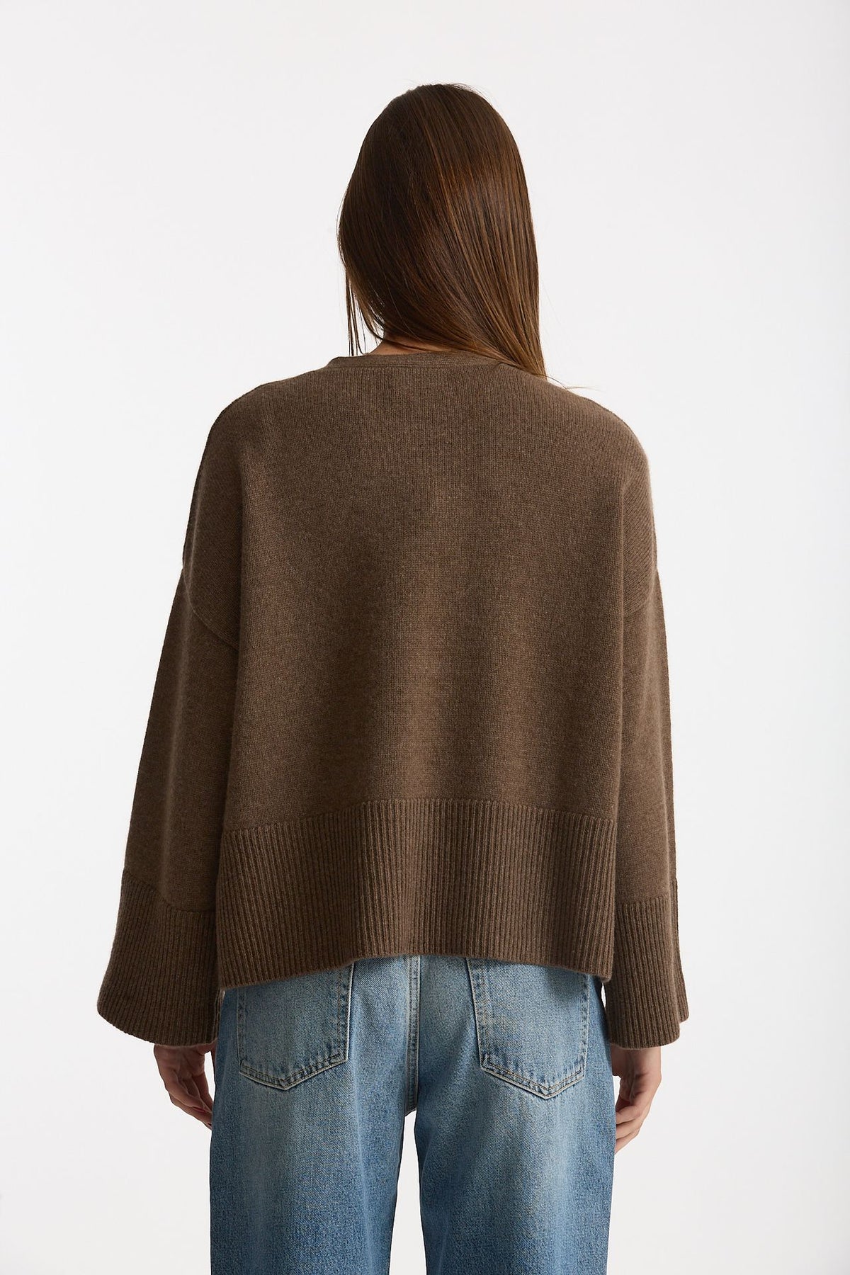 Cardigan over in cashmere a due fili  beige tortora donna Be you - 2