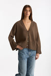 Cardigan over in cashmere a due fili  beige tortora donna Be you - 3