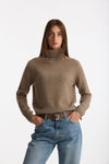 Maglia dolcevita in cashmere a due fili tortora chiaro donna Be you - 2