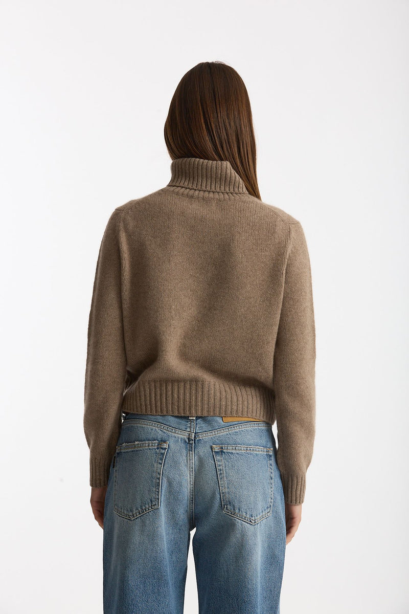 Maglia dolcevita in cashmere a due fili tortora chiaro donna Be you - 3