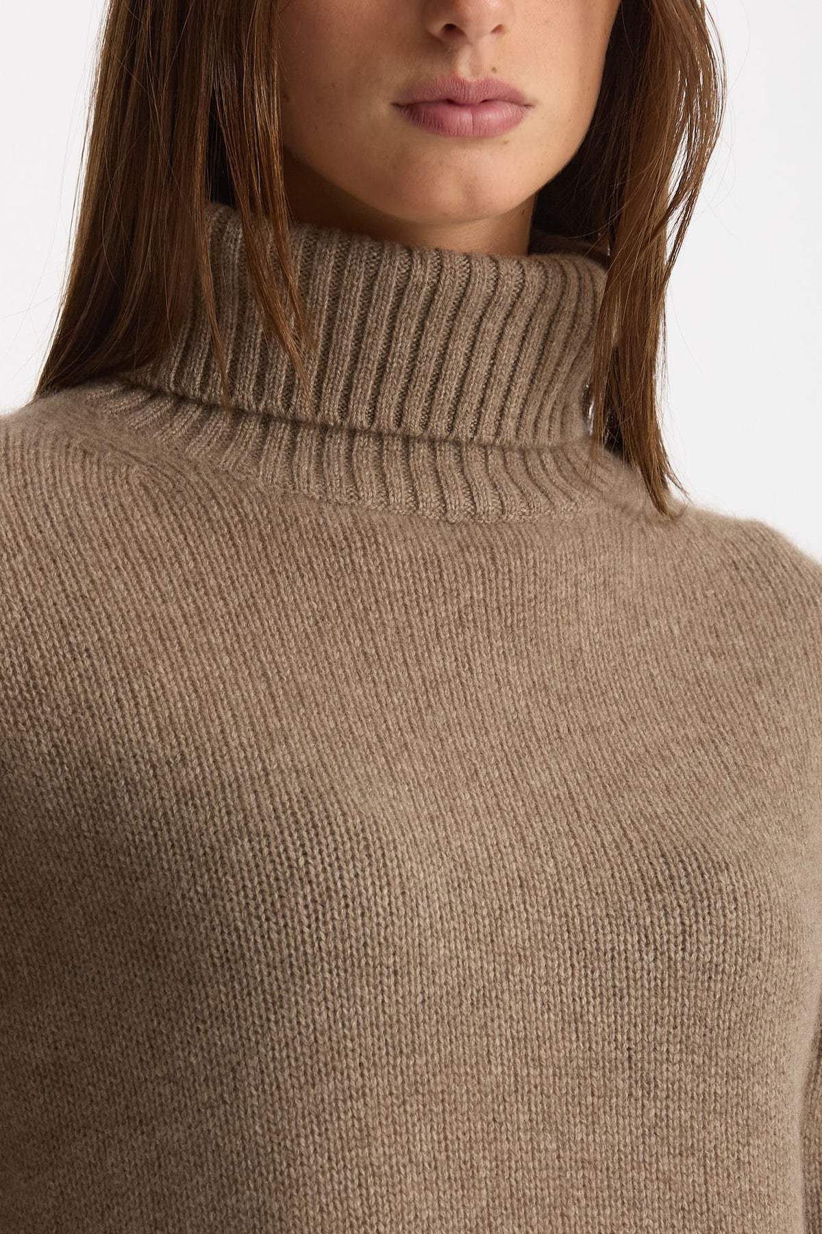 Maglia dolcevita in cashmere a due fili tortora chiaro donna Be you - 4