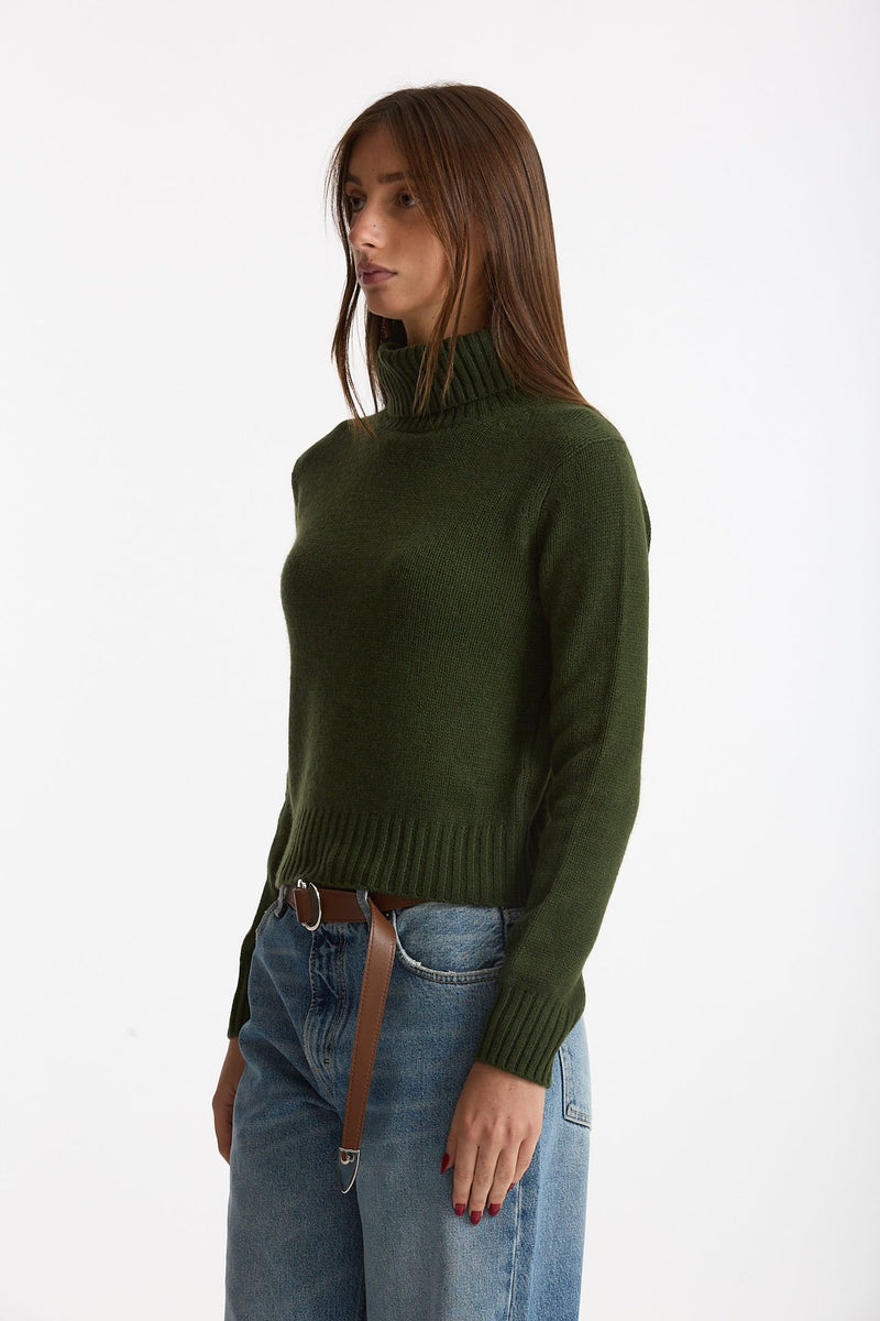 Maglia dolcevita in cashmere a due fili verde donna Be you - 2
