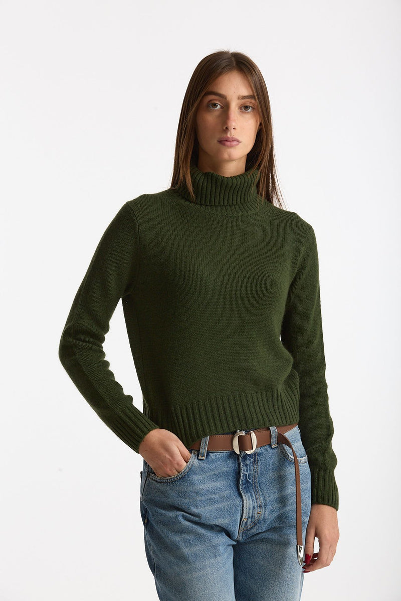 Maglia dolcevita in cashmere a due fili verde donna Be you - 4