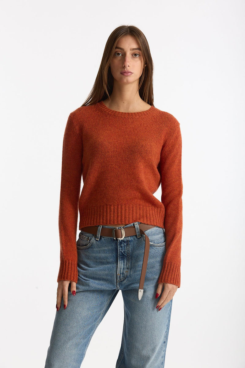 Maglia girocollo in cashmere a due fili arancio donna Be you - 3