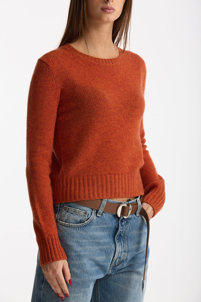 Maglia girocollo in cashmere a due fili arancio donna Be you - 5