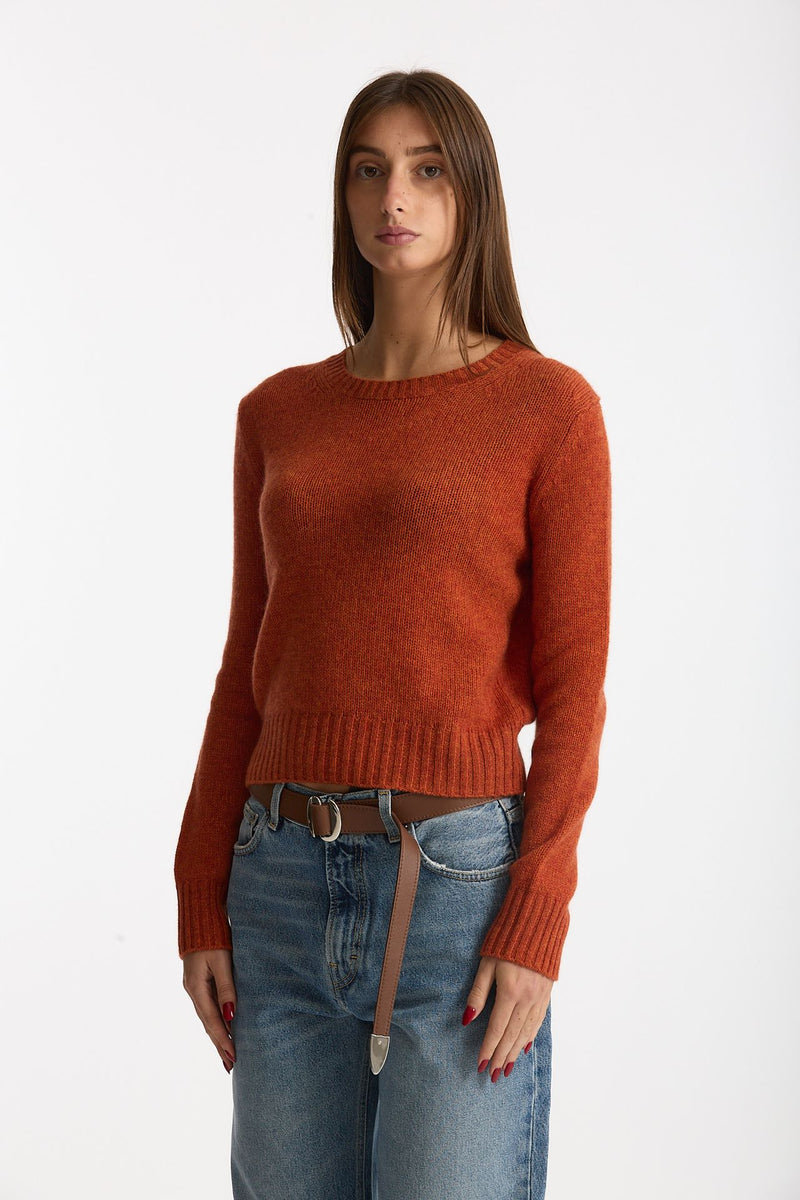 Maglia girocollo in cashmere a due fili arancio donna Be you - 1