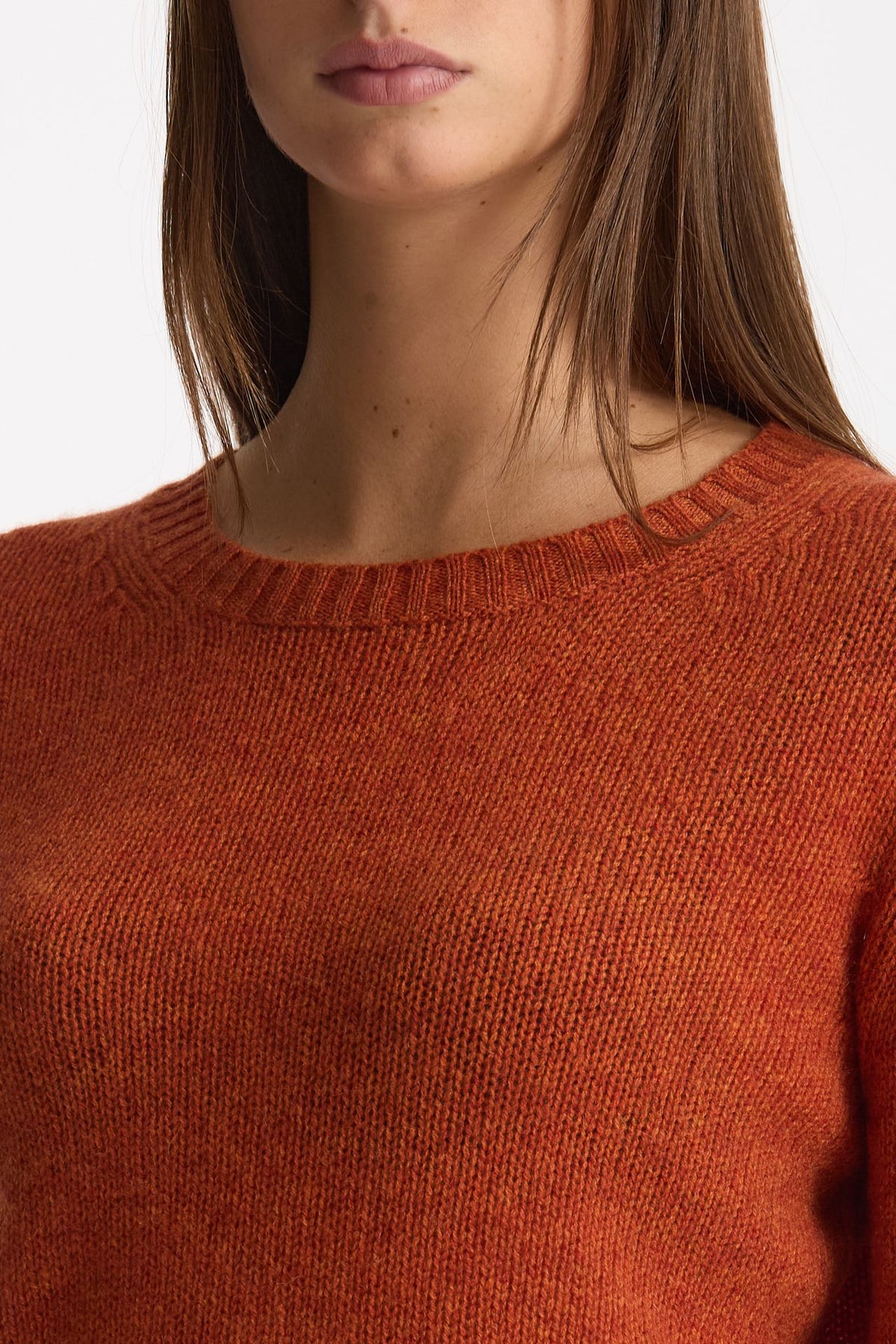 Maglia girocollo in cashmere a due fili arancio donna Be you - 6