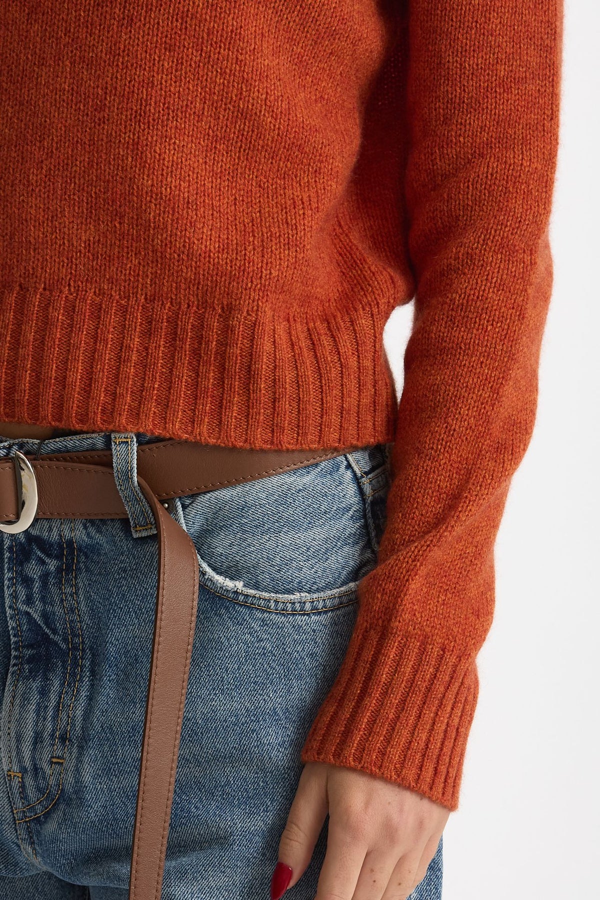 Maglia girocollo in cashmere a due fili arancio donna Be you - 2