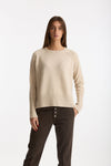 Maglia girocollo in cashmere a due fili beige donna Be you - 2