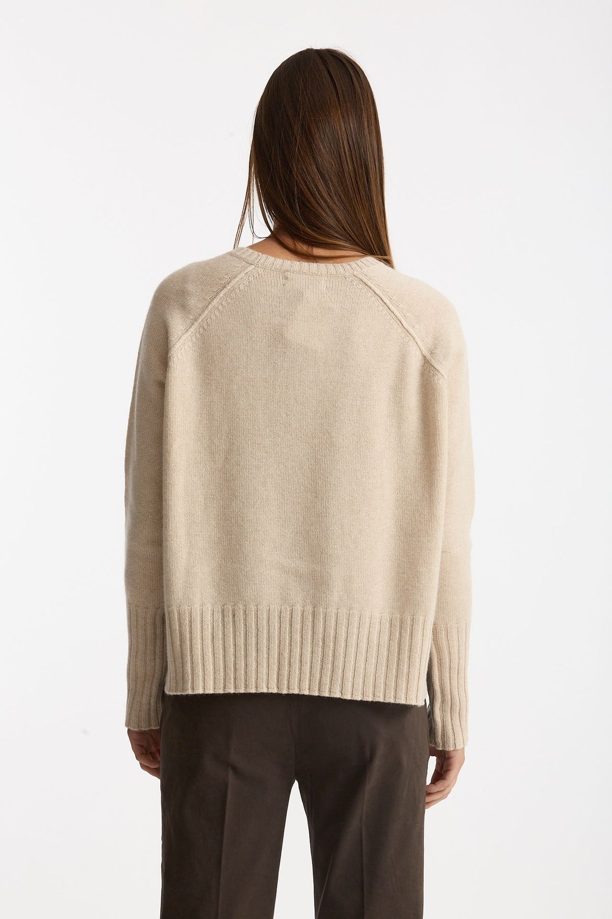 Maglia girocollo in cashmere a due fili beige donna Be you - 4