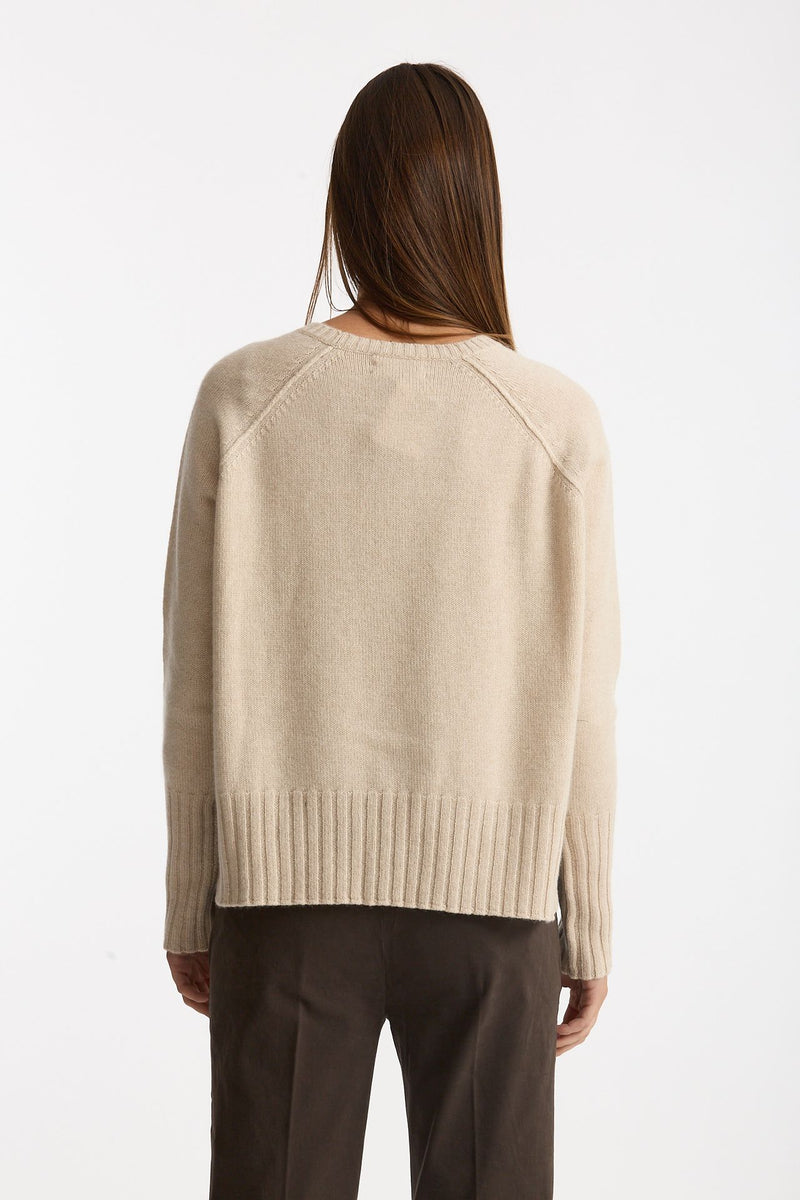 Maglia girocollo in cashmere a due fili beige donna Be you - 4