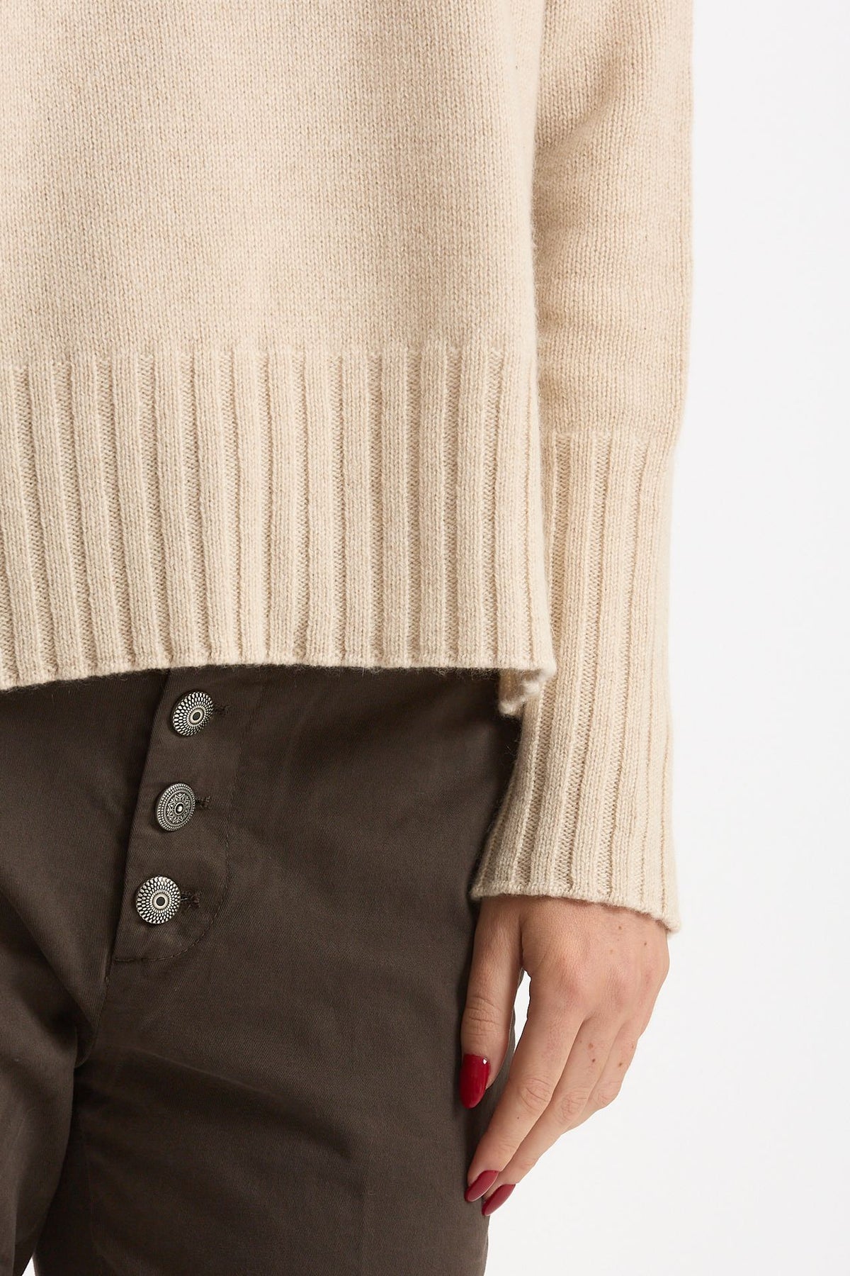 Maglia girocollo in cashmere a due fili beige donna Be you - 6