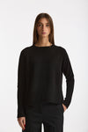 Maglia girocollo in cashmere a due fili nero donna Be you - 2