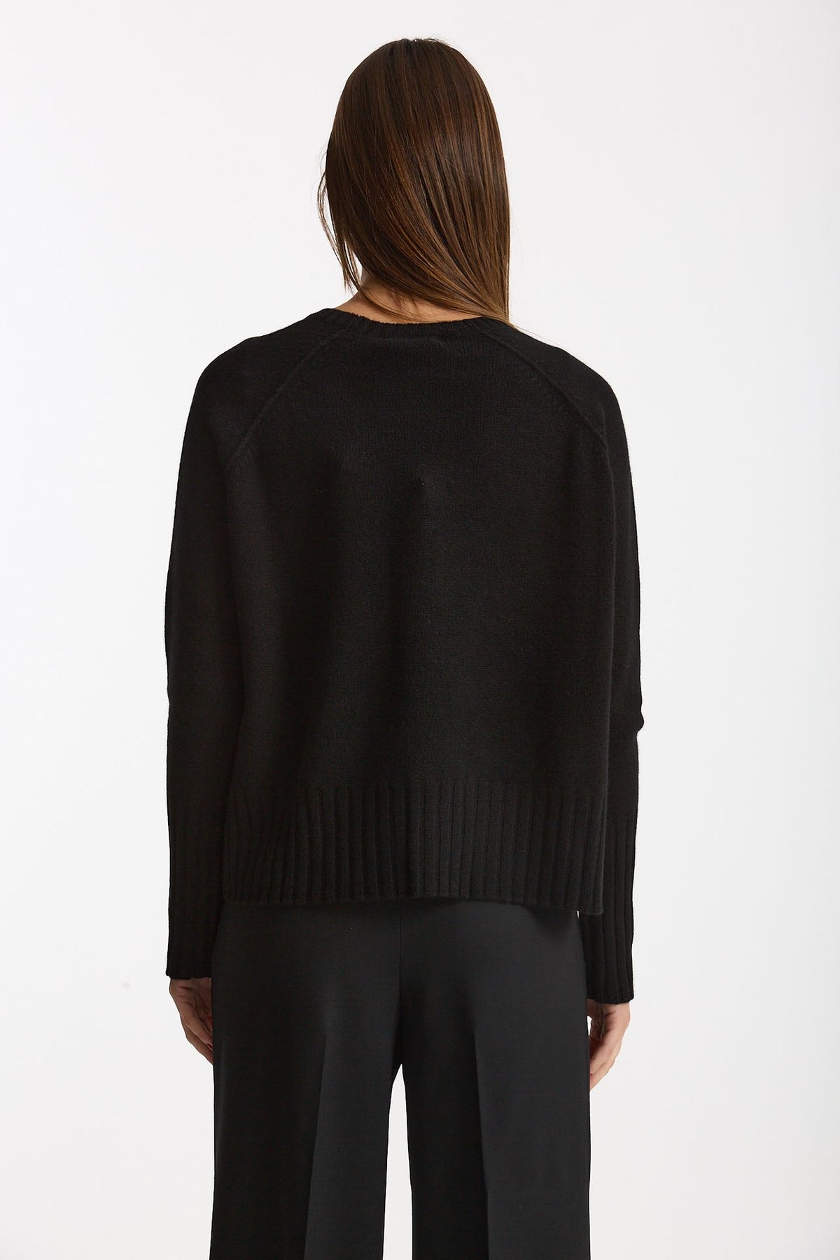 Maglia girocollo in cashmere a due fili nero donna Be you - 3