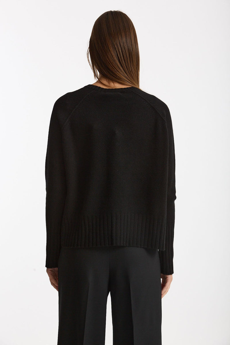 Maglia girocollo in cashmere a due fili nero donna Be you - 3
