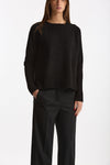 Maglia girocollo in cashmere a due fili nero donna Be you - 4