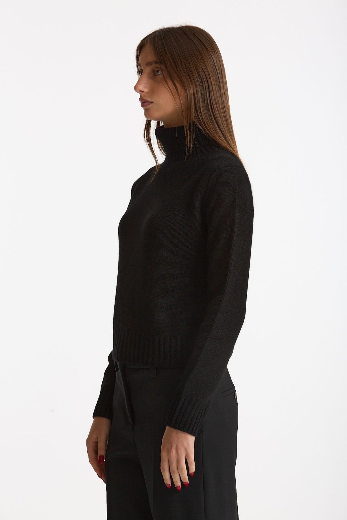 Maglia dolcevita in cashmere a due fili nero donna Be you - 3