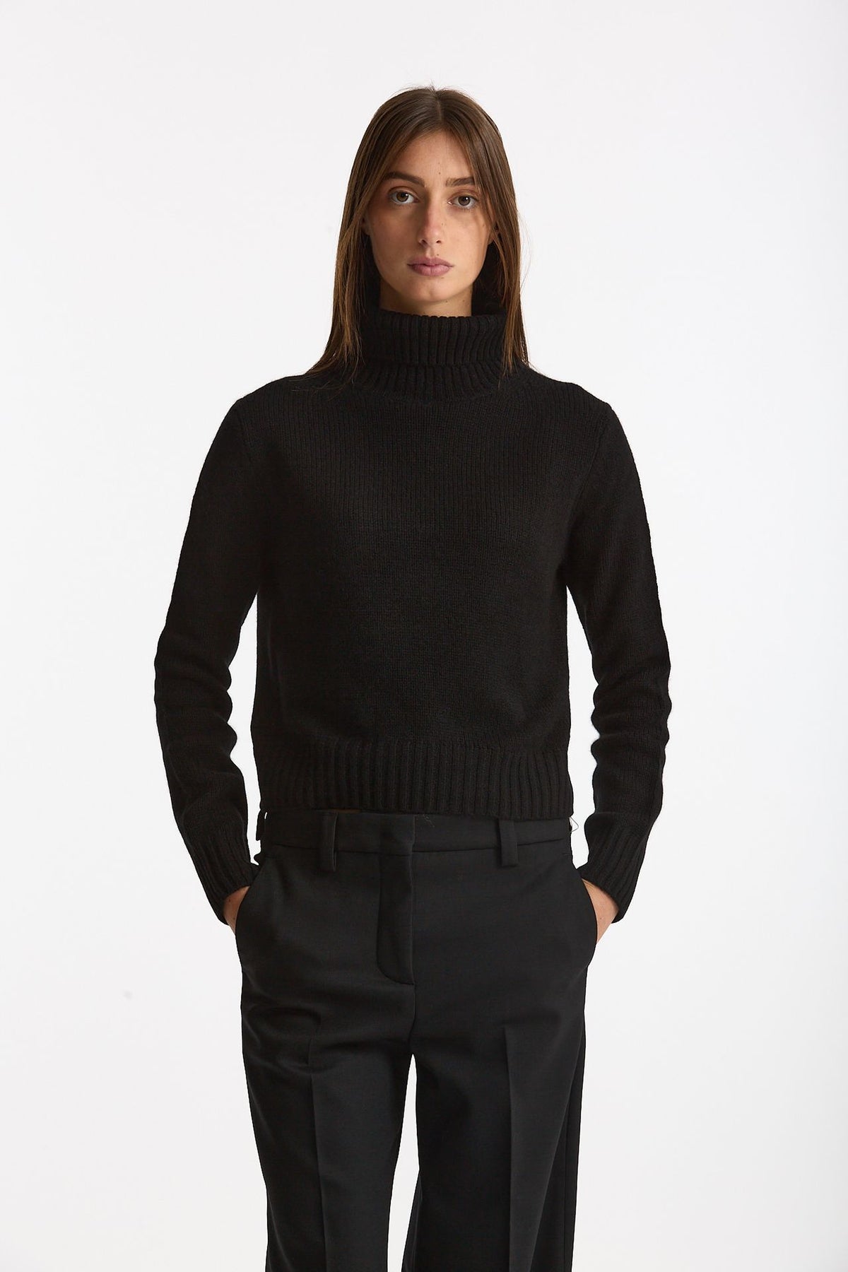 Maglia dolcevita in cashmere a due fili nero donna Be you - 2