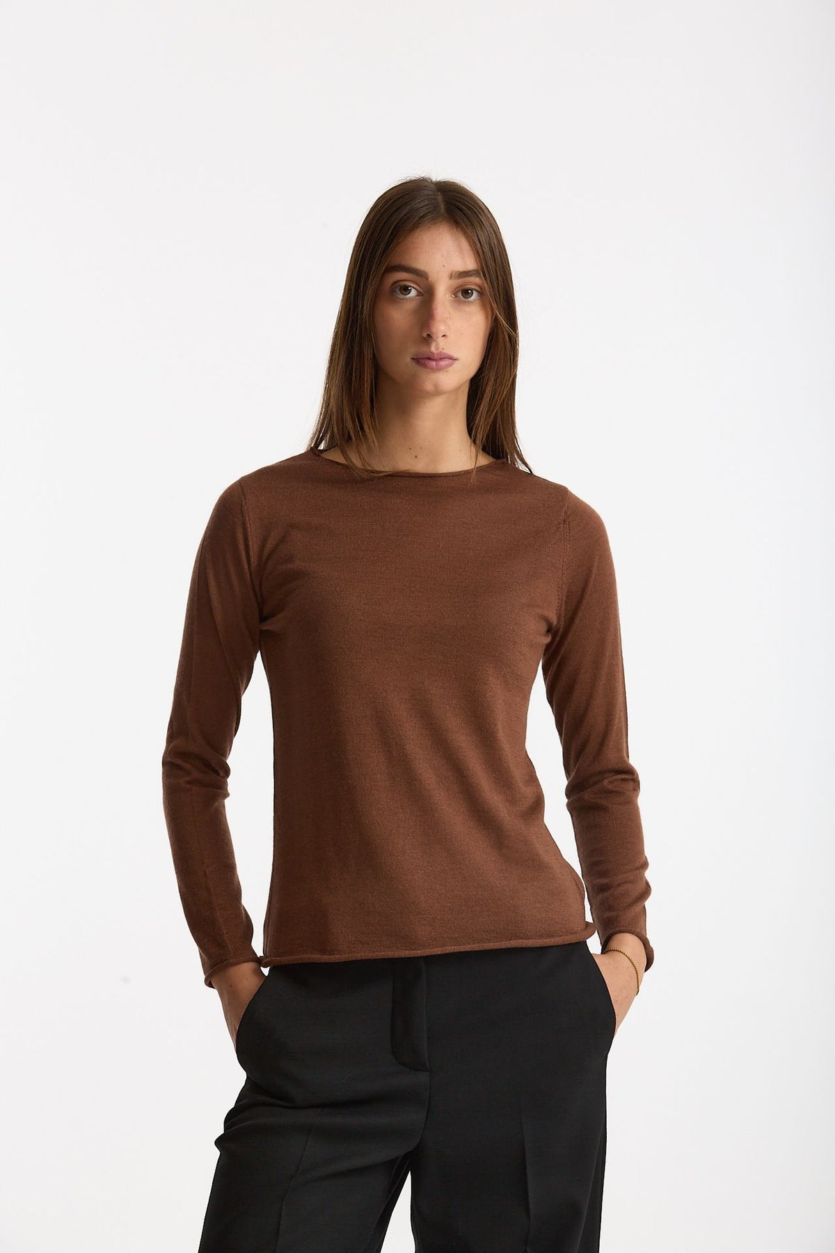 Maglia in cashmere e seta tabacco donna Be you - 1