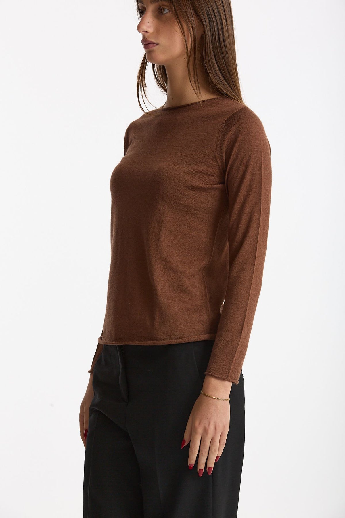 Maglia in cashmere e seta tabacco donna Be you - 2