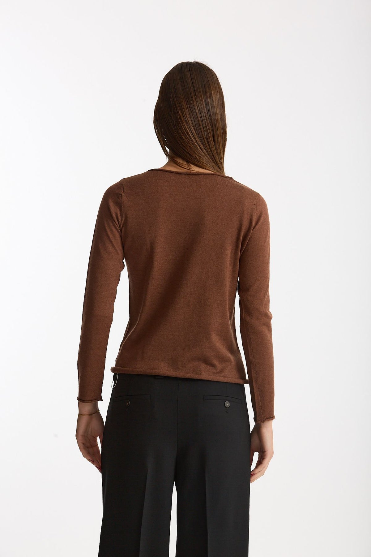 Maglia in cashmere e seta tabacco donna Be you - 3
