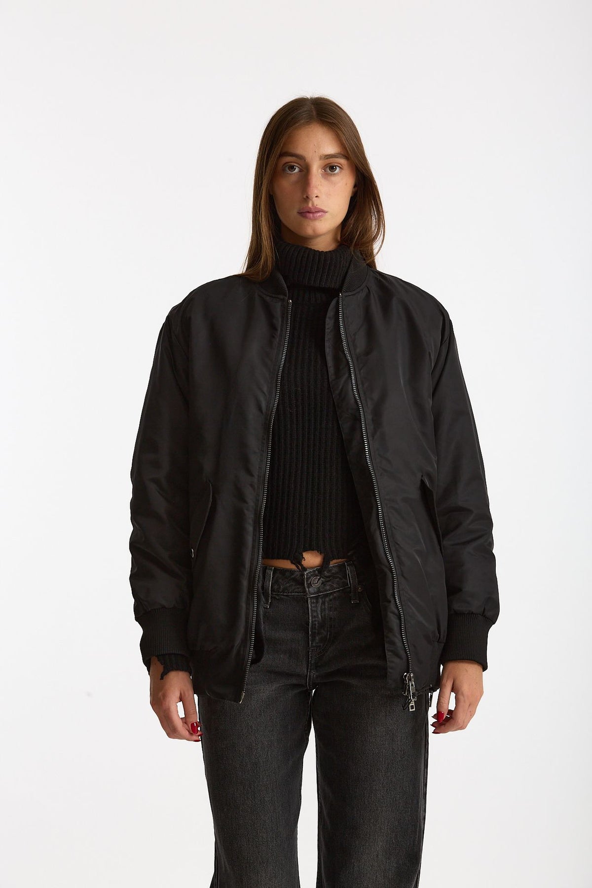 Bomber in nylon nero donna Giorgio brato - 1