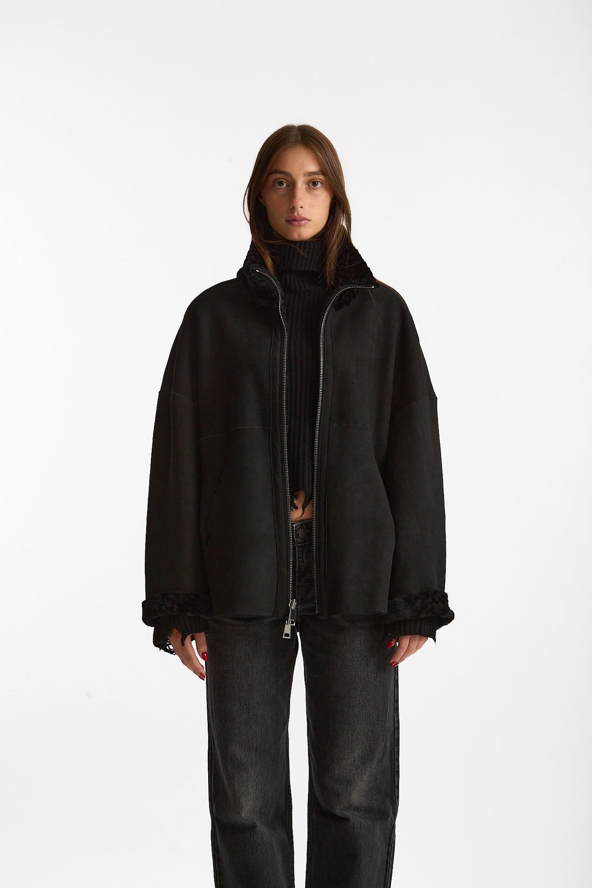 Giubbino in shearling reversibile nero donna Giorgio brato - 3