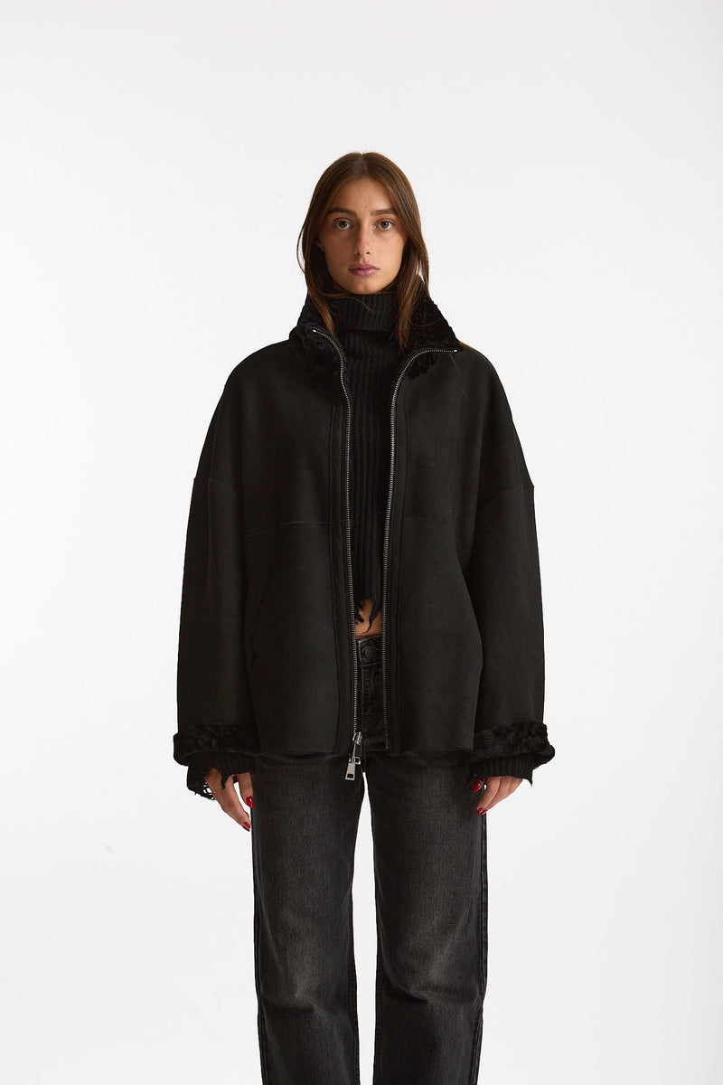 Giubbino in shearling reversibile nero donna Giorgio brato - 3