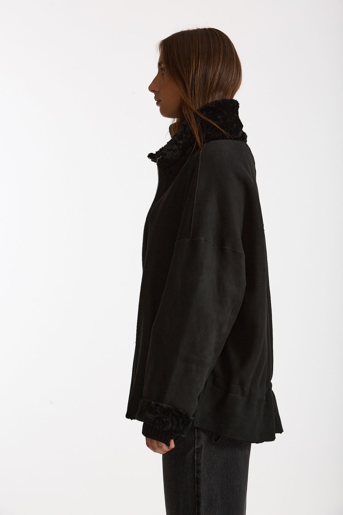 Giubbino in shearling reversibile nero donna Giorgio brato - 4