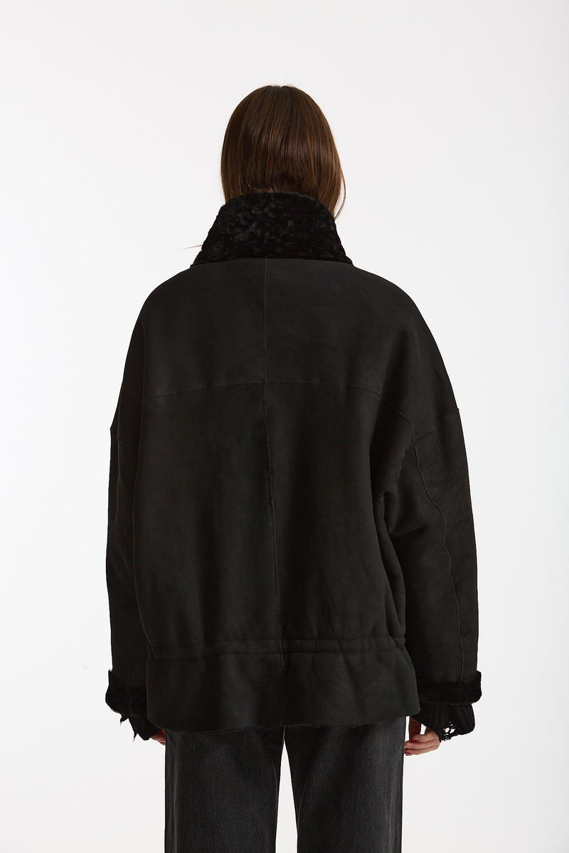 Giubbino in shearling reversibile nero donna Giorgio brato - 5