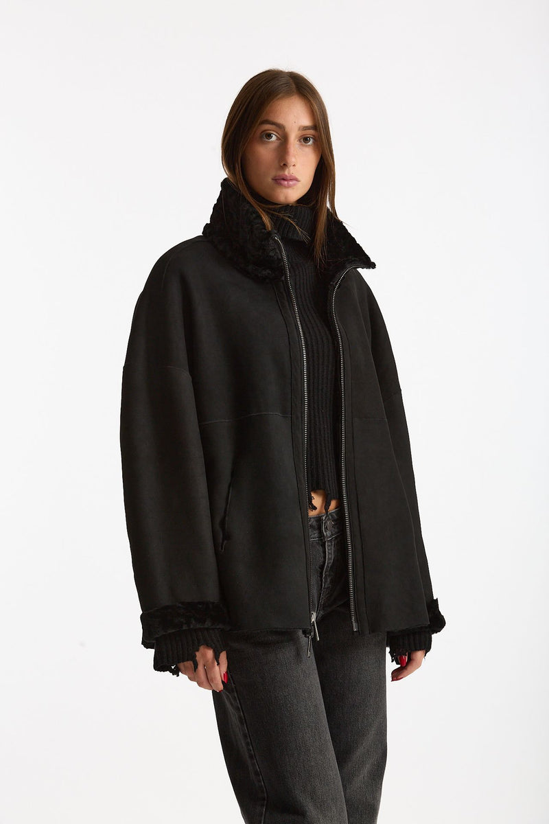 Giubbino in shearling reversibile nero donna Giorgio brato - 1