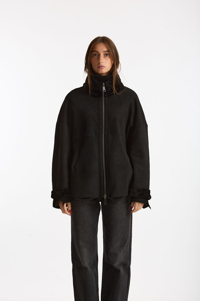 Giubbino in shearling reversibile nero donna Giorgio brato - 6
