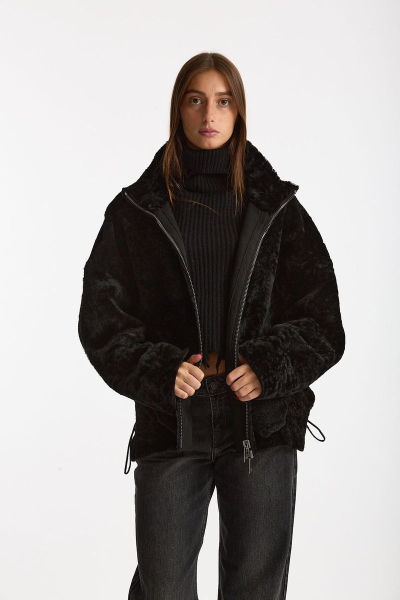 Giubbino in shearling reversibile nero donna Giorgio brato - 2