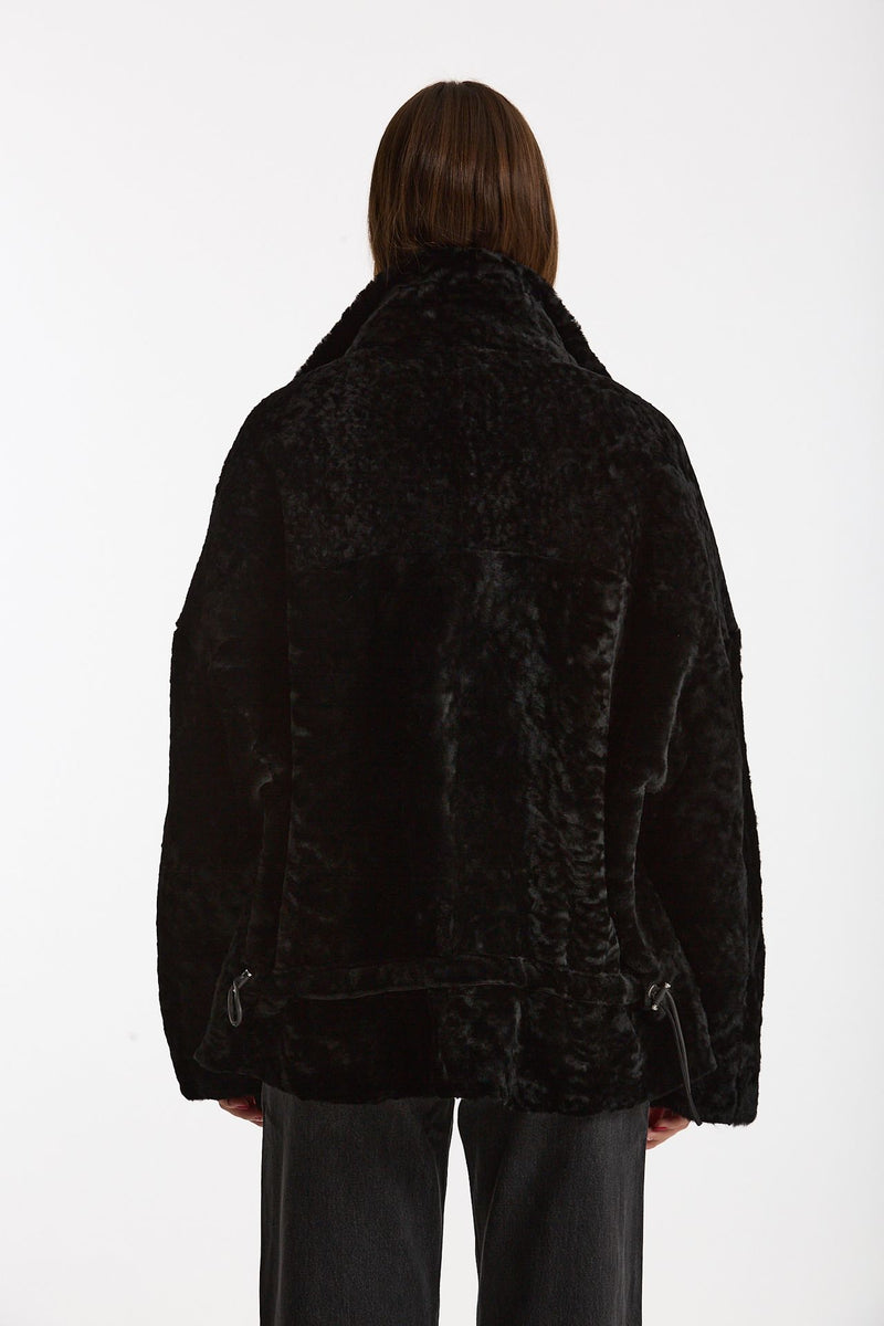 Giubbino in shearling reversibile nero donna Giorgio brato - 7