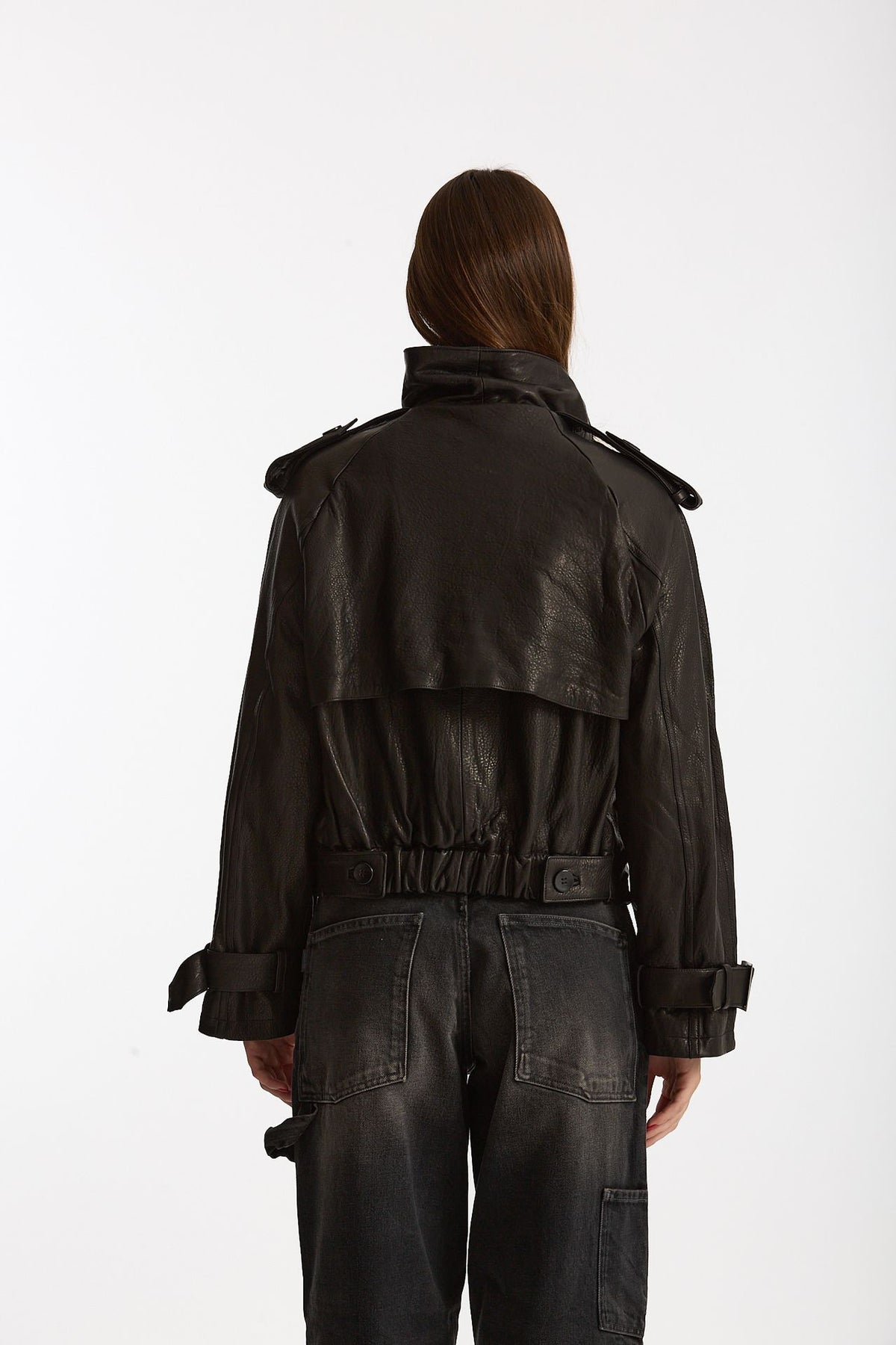 Giubbino in pelle collo alto nero donna Giorgio brato - 2