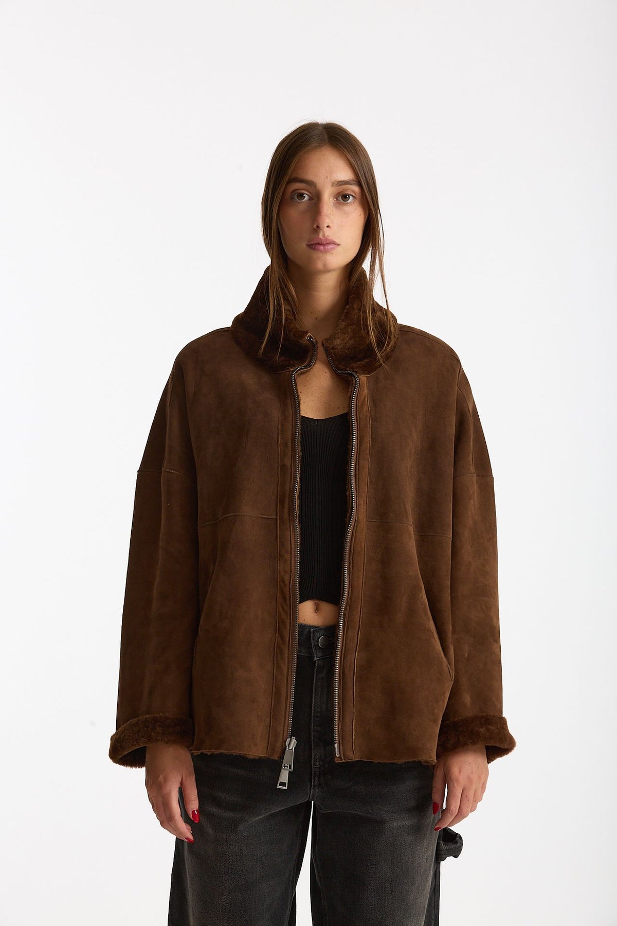Giubbino in shearling reversibile miele donna Giorgio brato - 1