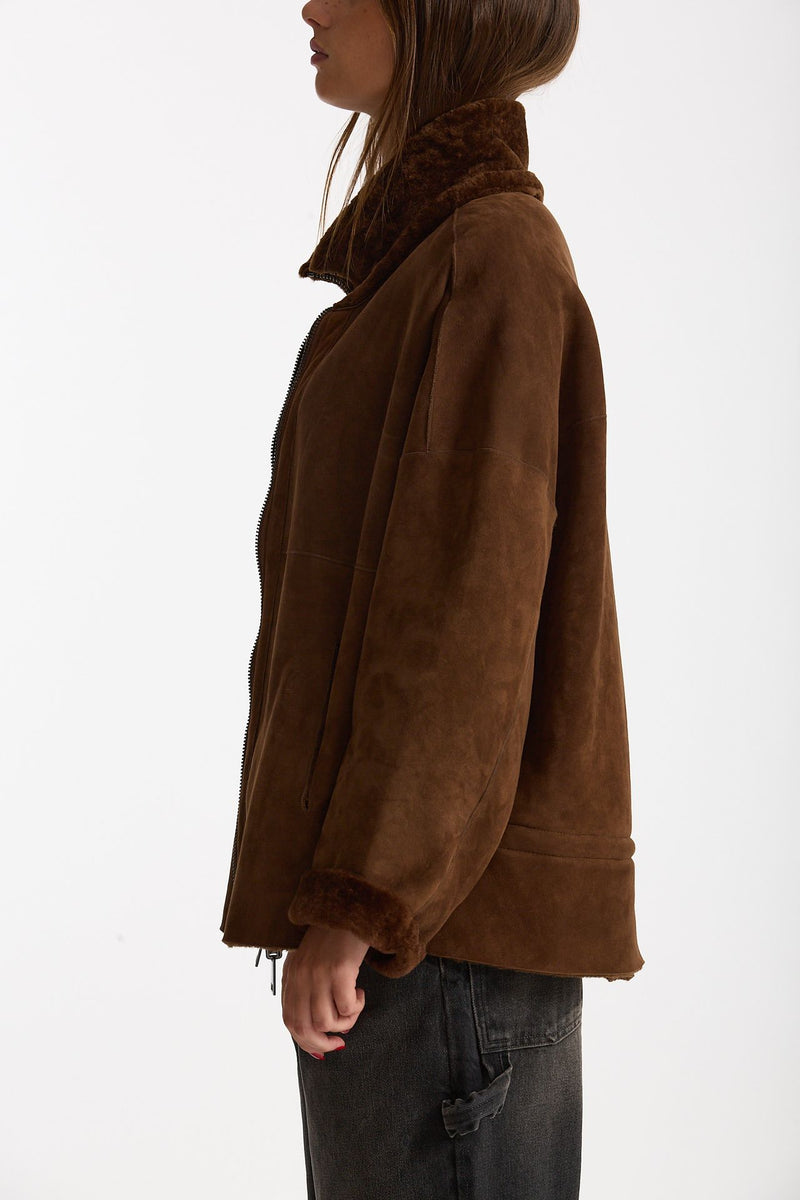 Giubbino in shearling reversibile miele donna Giorgio brato - 3
