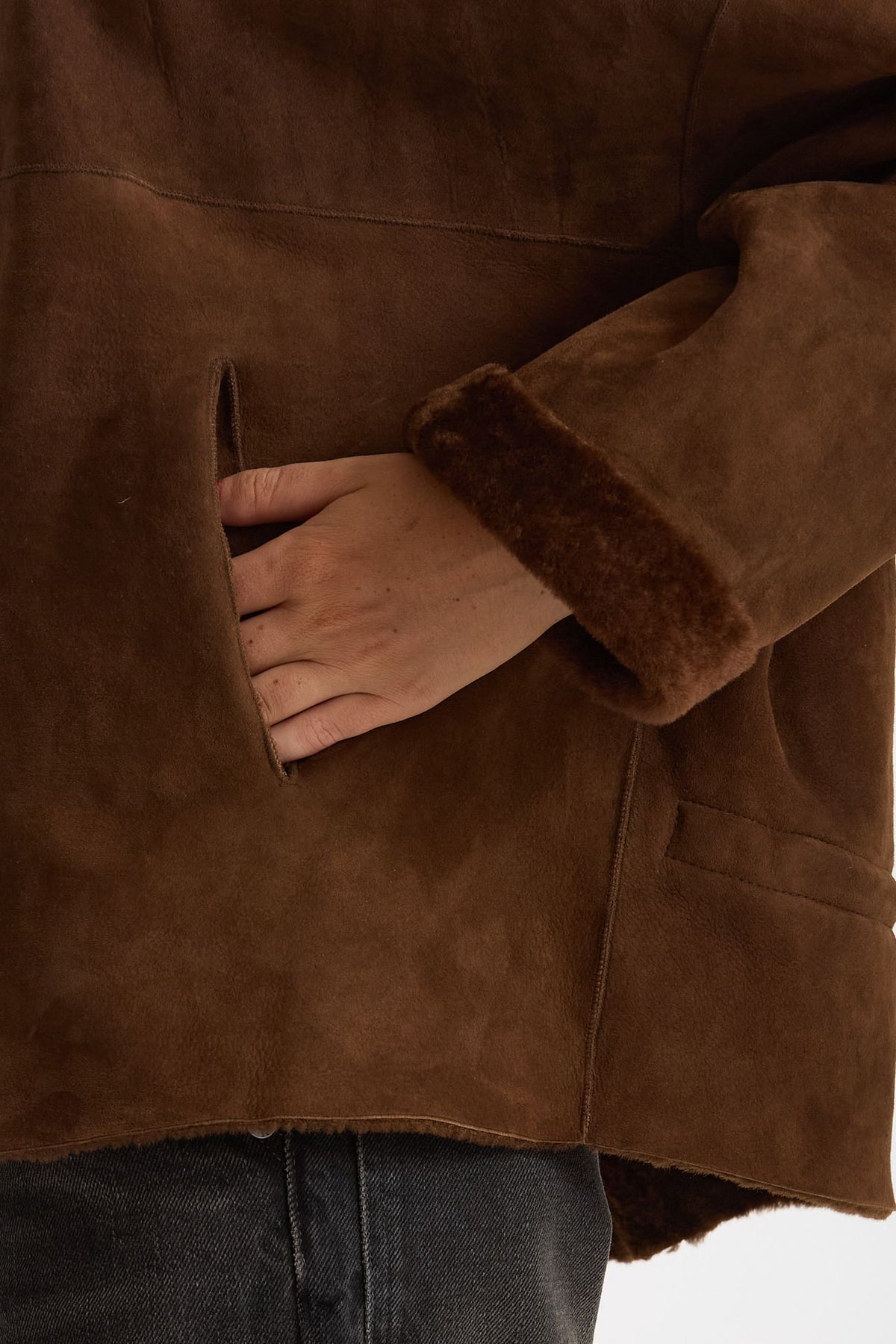 Giubbino in shearling reversibile miele donna Giorgio brato - 6