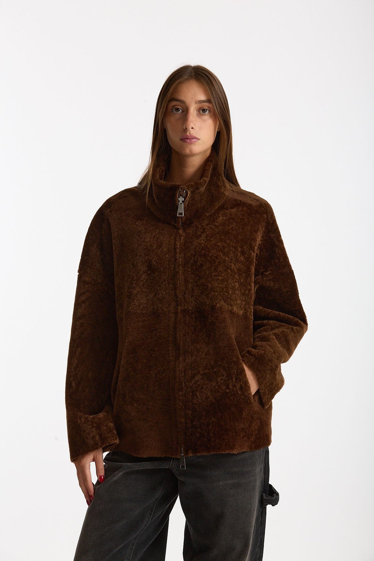 Giubbino in shearling reversibile miele donna Giorgio brato - 2