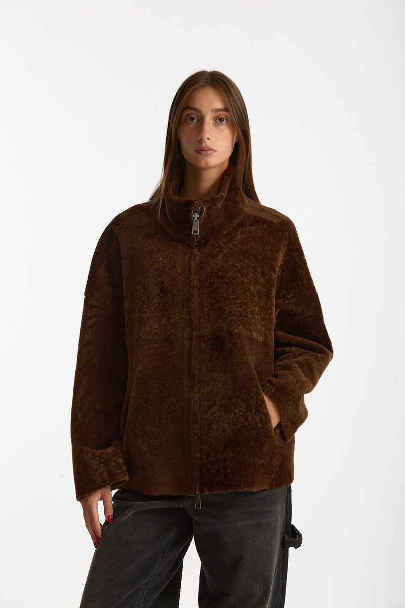 Giubbino in shearling reversibile miele donna Giorgio brato - 2