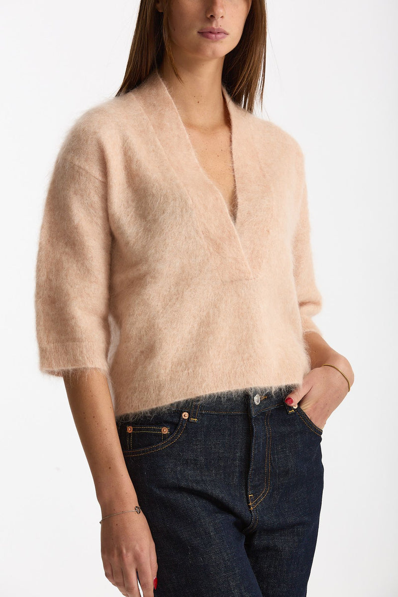 Maglia ABEL girocollo oversize rosa tenue donna Department five - 1