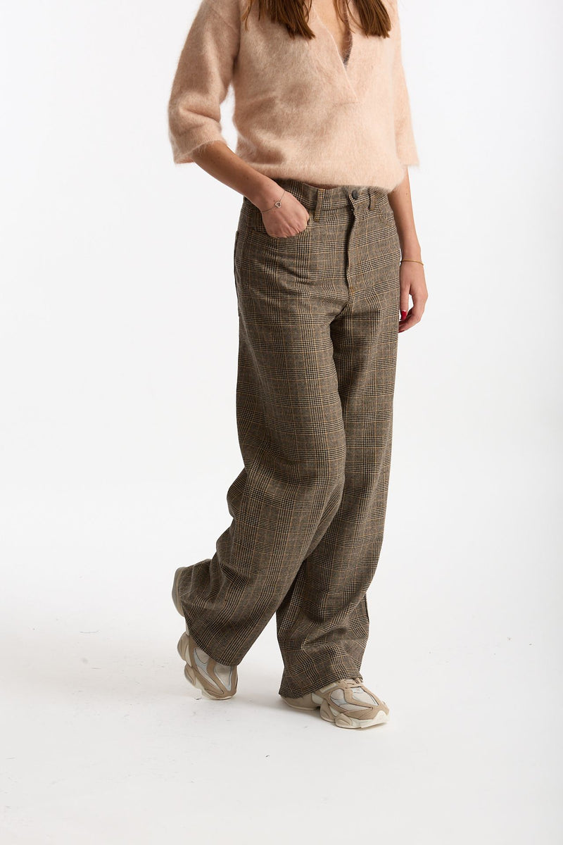 Pantalone EXPRESS check wide leg grigio donna Department five - 3