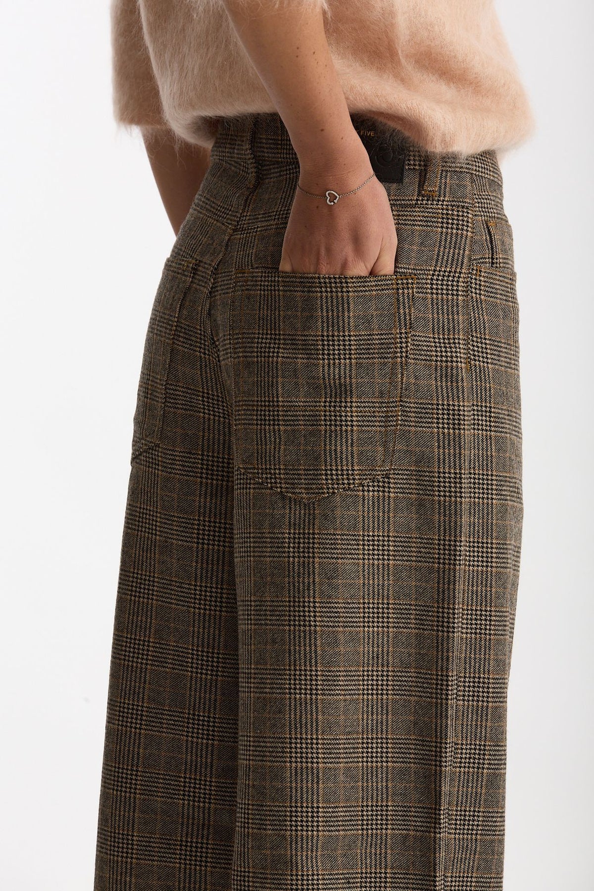 Pantalone EXPRESS check wide leg grigio donna Department five - 6