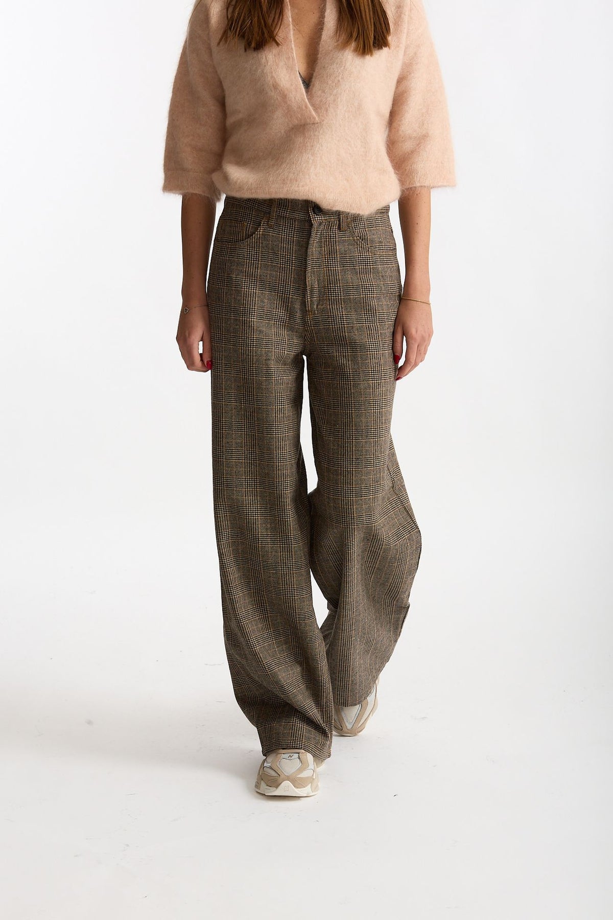 Pantalone EXPRESS check wide leg grigio donna Department five - 5